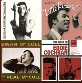 Screenshot featuring record covers by Prince, Little Richard, Ewan MacColl and Nirvana