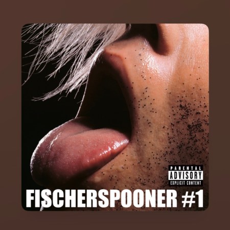 The cover of the Fischerspooner album #1, with a close up of a nose and mouth, with the tongue sticking out.